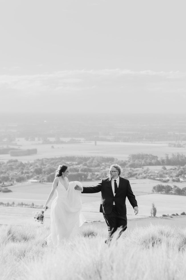 Black and white wide landscape portrait overlooking the Canterbury plains.