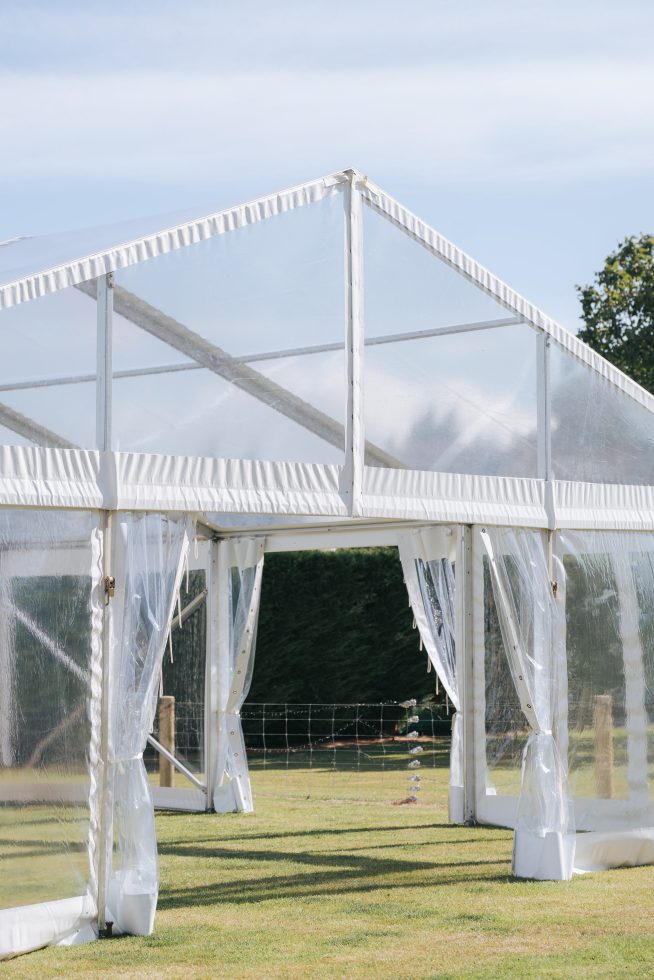 Open air layout structure of a luxury South Canterbury wedding marquee