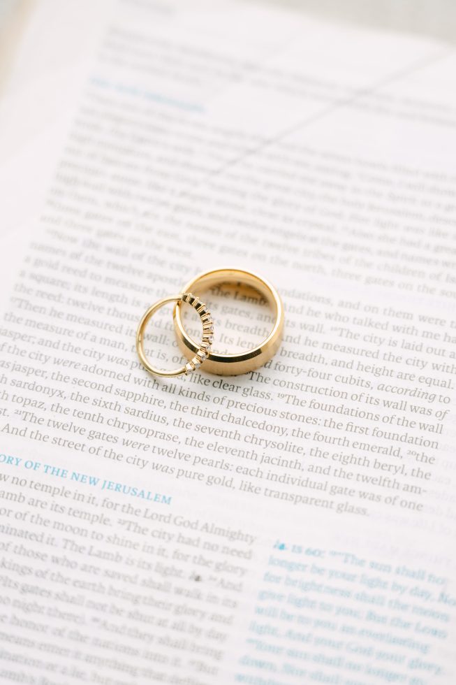 Wedding rings on bible